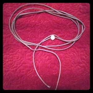 Leather wrap choker with pearl bead